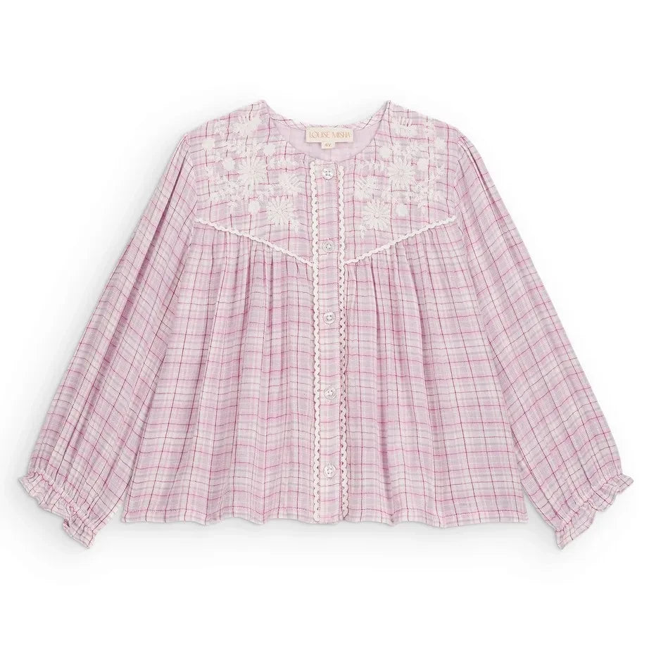 Louise Misha - Flora Check Blouse | Pink