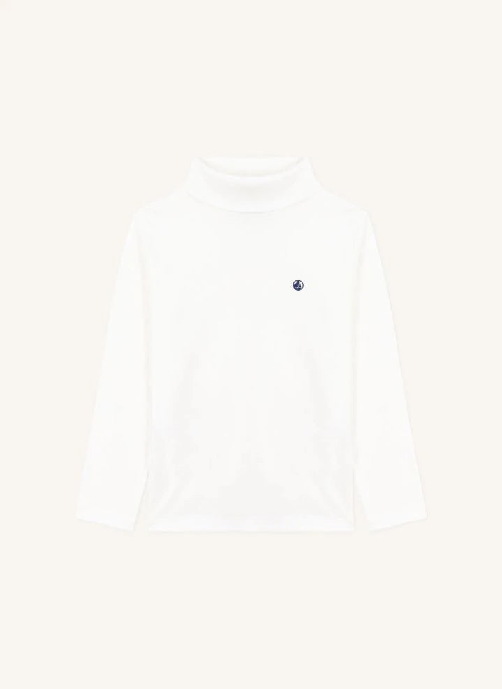 Petit Bateau - Organic cotton logo turtleneck | White