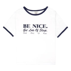 Sporty & Rich - Be Nice Recycled Cotton Contrast T-Shirt | White