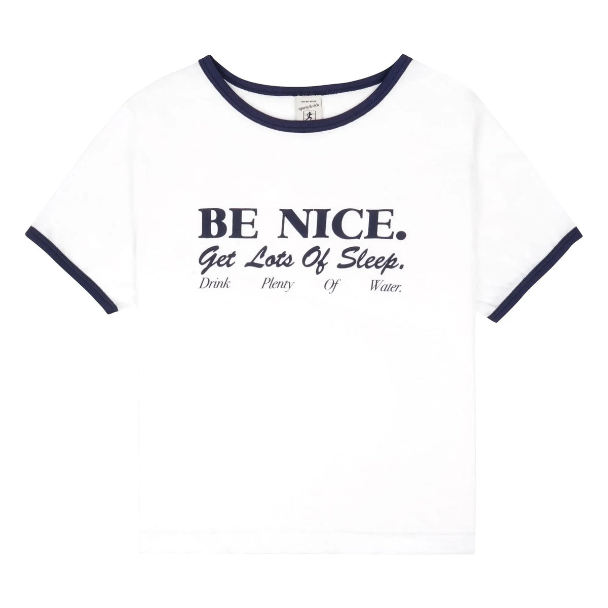Sporty & Rich - Be Nice Recycled Cotton Contrast T-Shirt | White