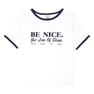 Sporty & Rich - Be Nice Recycled Cotton Contrast T-Shirt | White