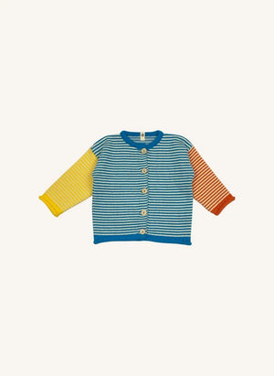 Bayiri - Striped Snail Organic Cotton Cardigan | Mavi