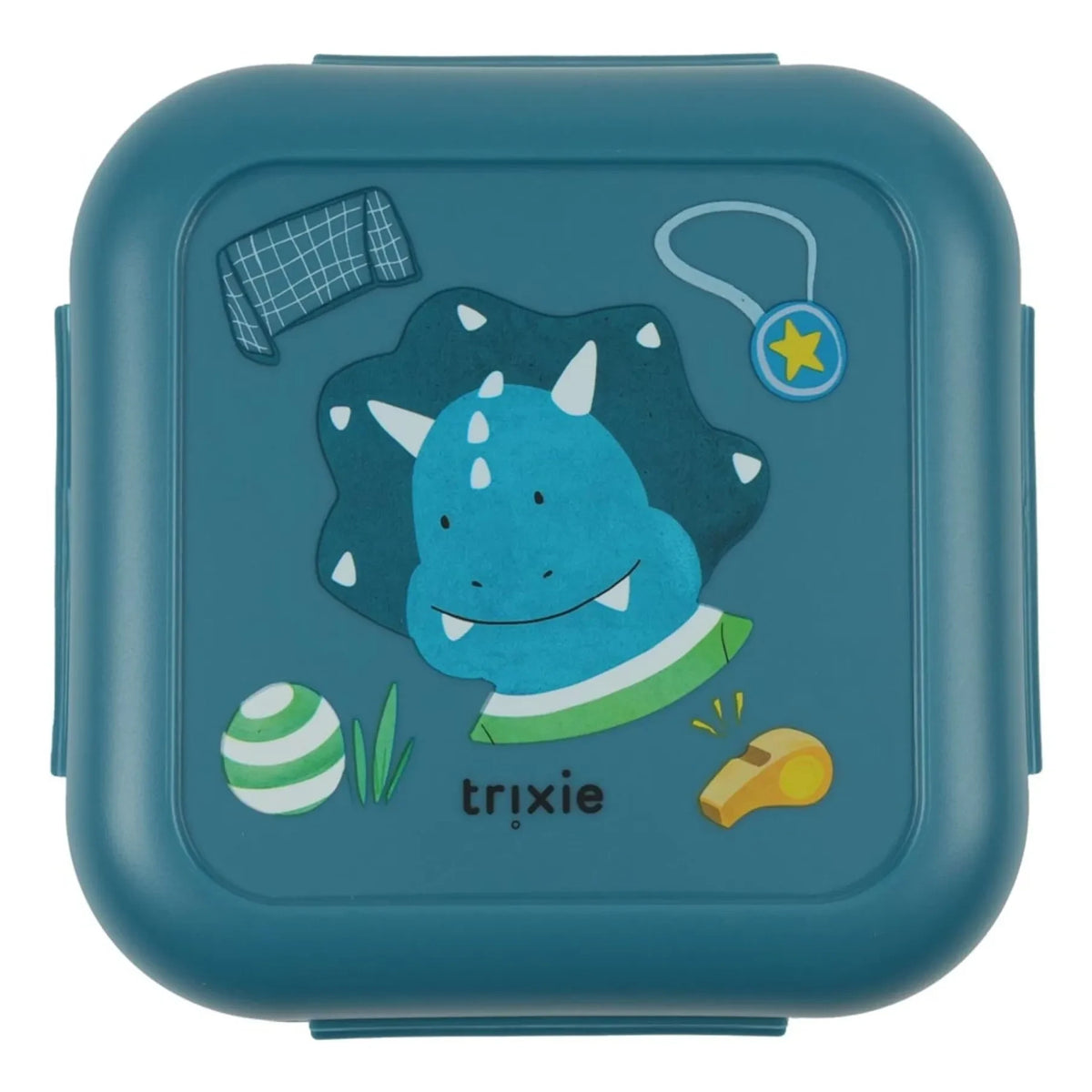 Trixie - Ballplayer Mr. Triceratops Clipped Lunch Box | Blue