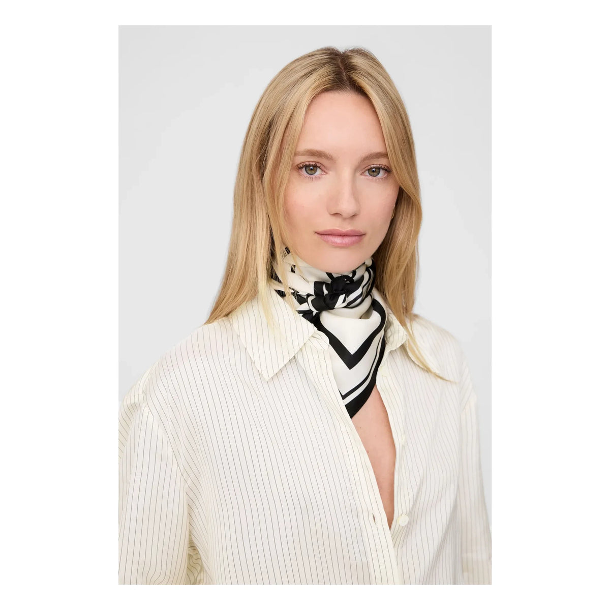 Anine Bing - York Monogram Silk Scarf | Ivory