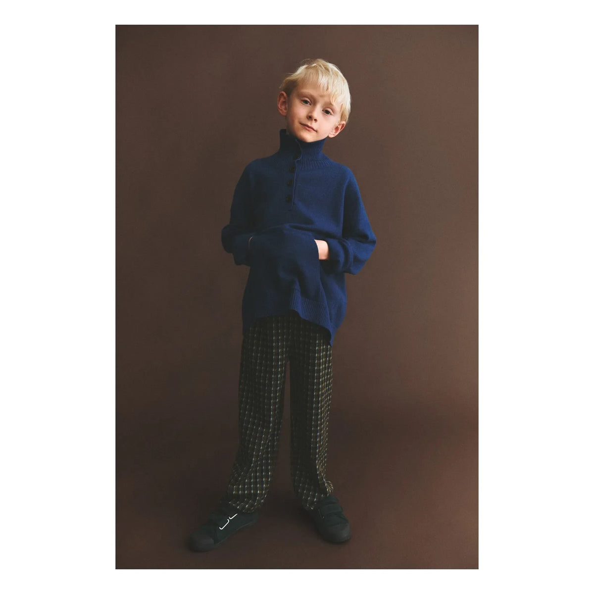 FUB - Wool Felt Polo Neck Sweater | Blue
