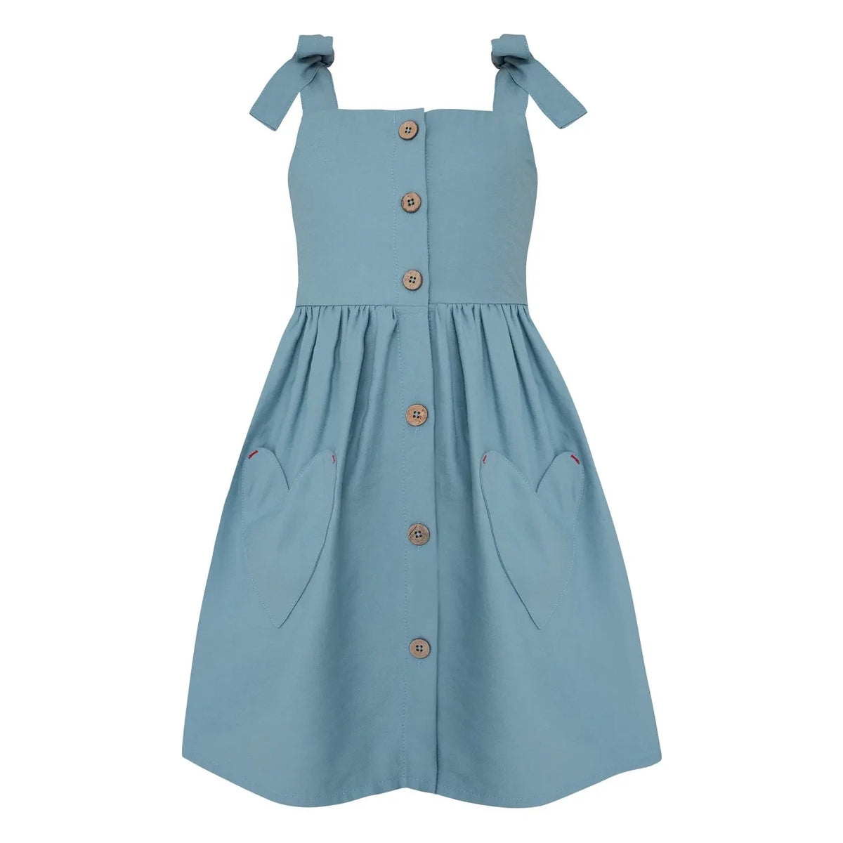 Pepita & Me - Button-Down Dress with Heart-Shaped Pockets | Blue
