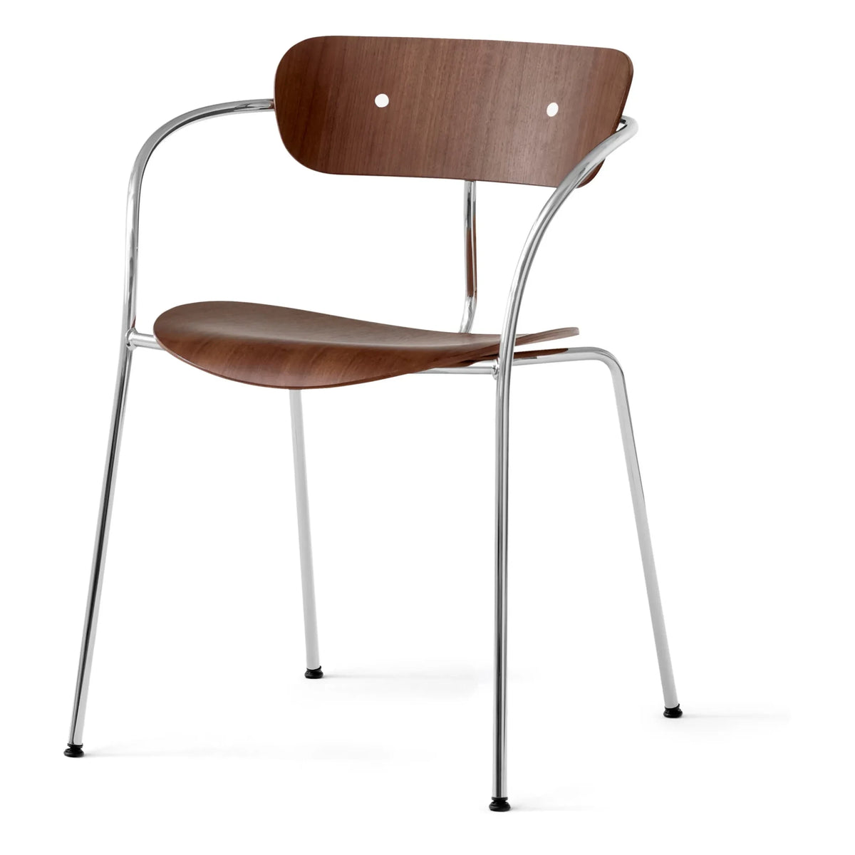 & Tradition - AV2 Pavilion Armchairs, Chrome Frame | Walnut