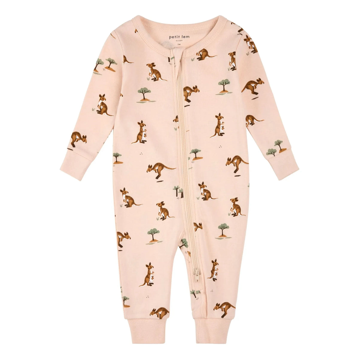 Petit Lem - Sleeveless Pajamas Kagourous Organic Cotton | Powder Pink