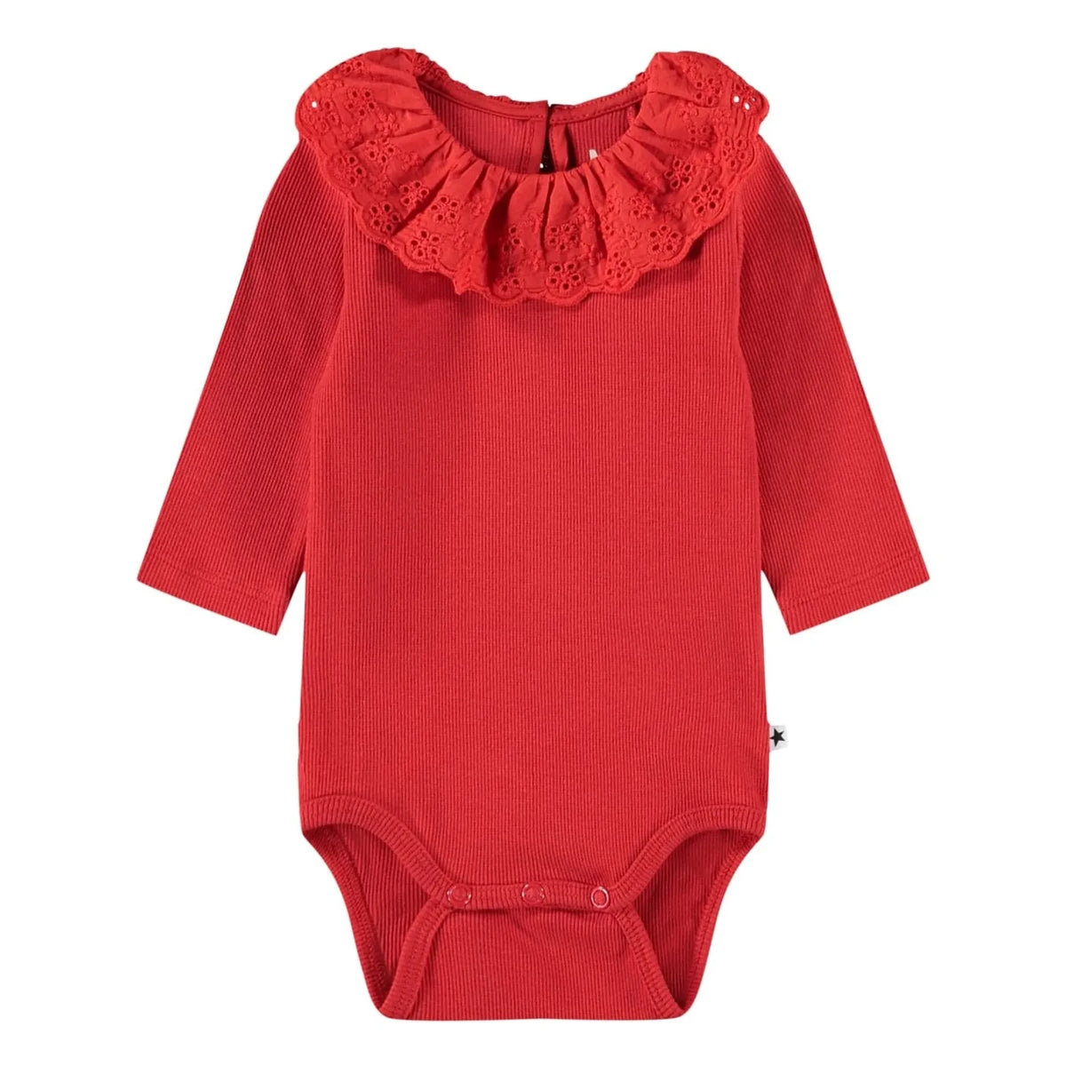 Molo - Faye Pointelle Neck Bodysuit Organic Cotton | Red