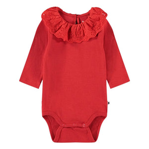 Molo - Faye Pointelle Neck Bodysuit Organic Cotton | Red