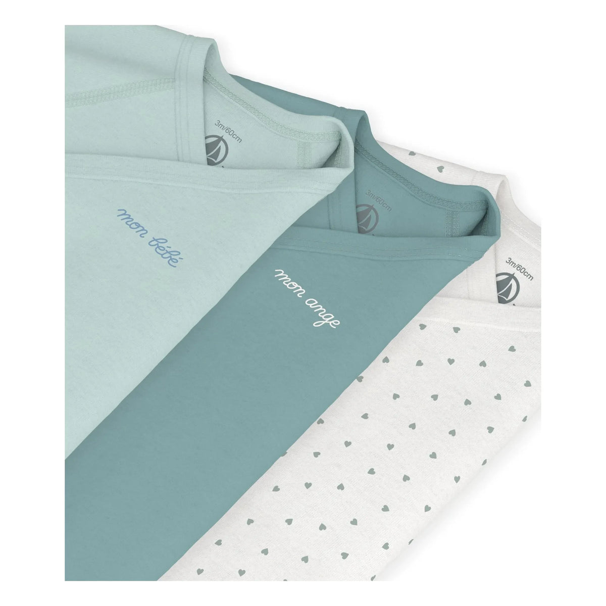 Petit Bateau - 3-Pack Mon Bébé Organic Cotton Bodysuit | Green