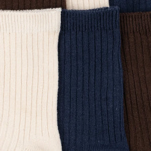Konges Sløjd - 3 Pair Solid Color Ribbed Socks Set | Brown