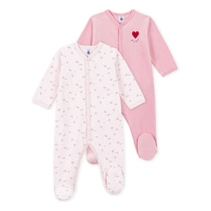 Petit Bateau - 2-Piece Pajama Set Dors Bien Fleuris Velvet Organic Cotton | Pink