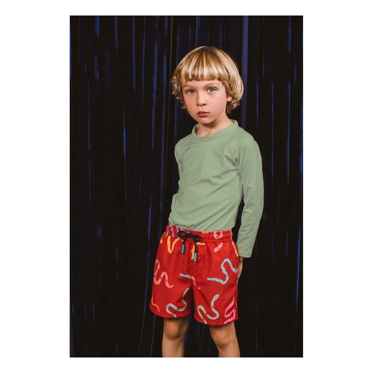 Pepita & Me - Snake Print Swim Shorts | Red