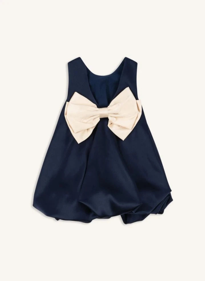 Konges Sløjd - Sheena Satin Dress, with Bow | Navy