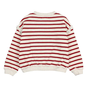 Búho - Striped organic cotton sweatshirt | Cherry red