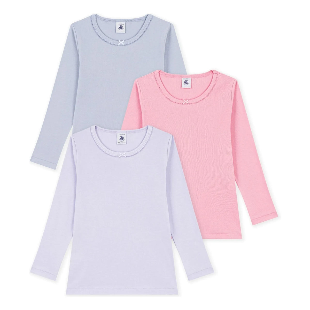 Petit Bateau - Pack of 3 Solid Organic Cotton T-Shirts | Mauve