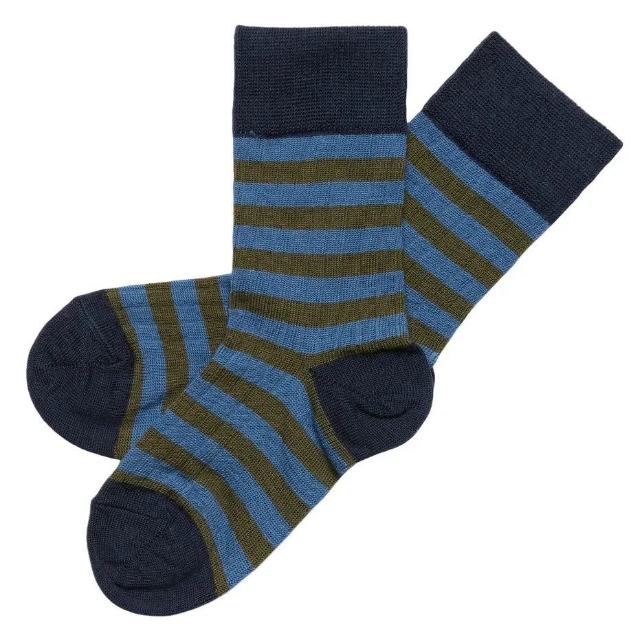 FUB - Striped Wool Socks 2 Pair Set | Blue