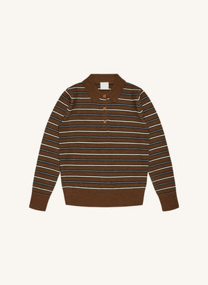 FUB - Long Sleeve Striped Polo T-Shirt