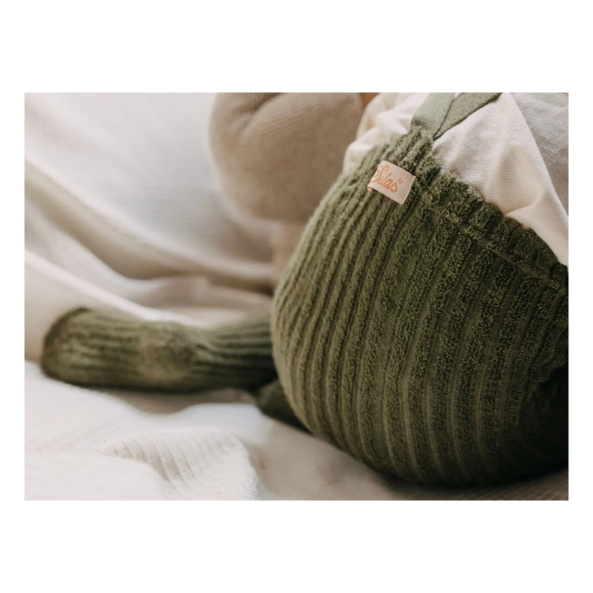 Silly Silas - Teddy Granny Organic Cotton Terry Knit Tights | Olive