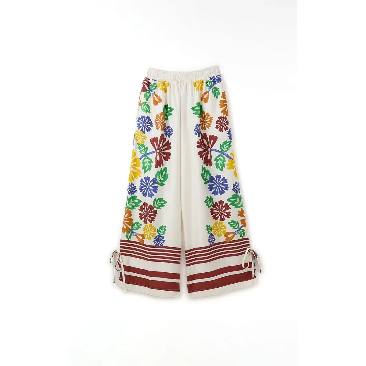 Fabula - Floral Tie Pants | White