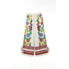 Fabula - Floral Tie Pants | White