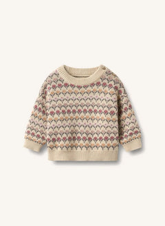 Wheat - Harlow Organic Cotton Baby Jacquard Sweater | Ecru