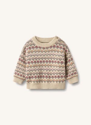 Wheat - Harlow Organic Cotton Baby Jacquard Sweater | Ecru