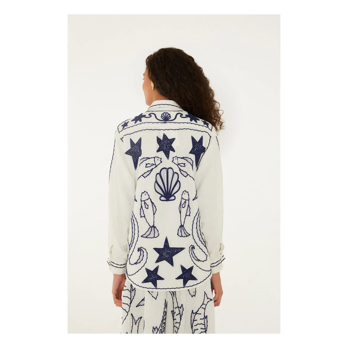Farm Rio - Fresh Fish Linen Shirt | Off-White