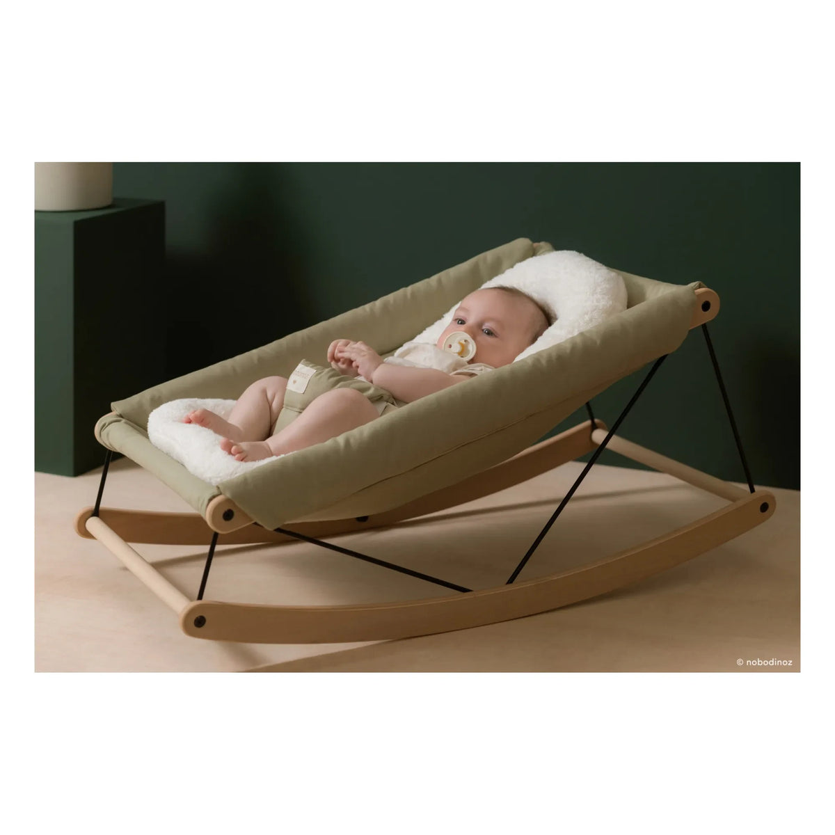 Nobodinoz - Growing Green Baby Bouncer Organic Cotton Cloth for Mattress | Newborn