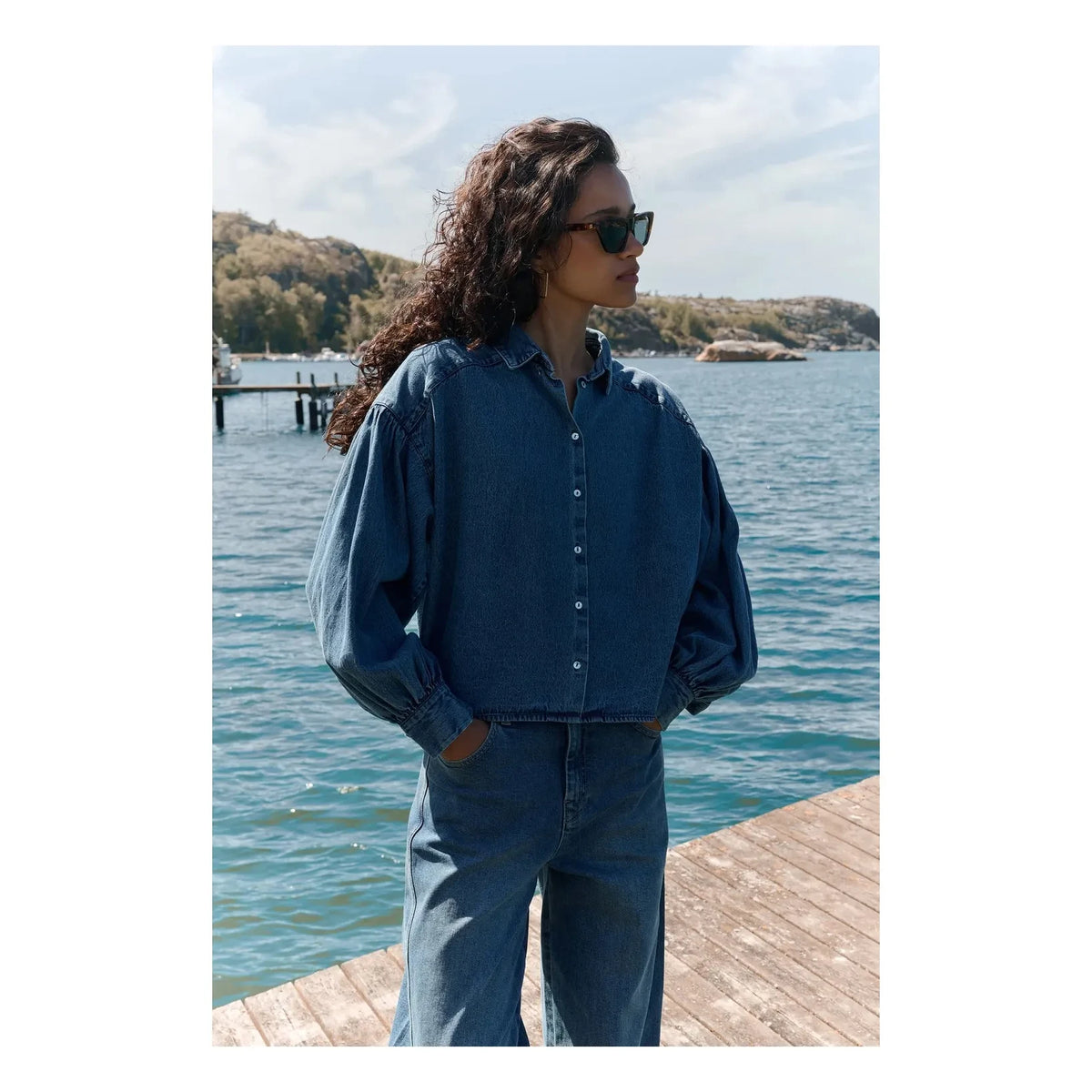 By Bar - Sarah Cotton Blouse | Denim Blue