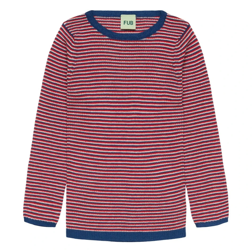 FUB - Merino Wool Ribbed Striped T-Shirt | Red
