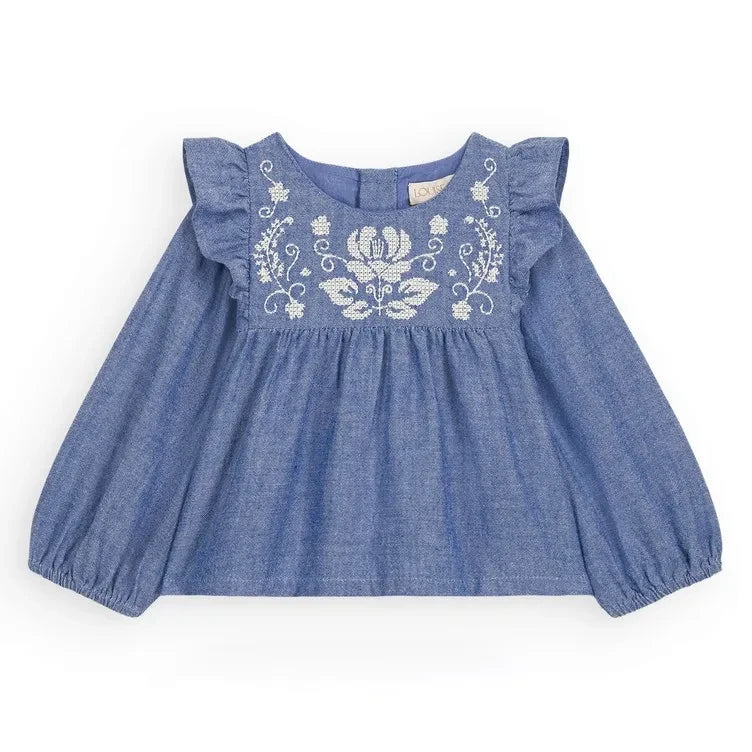 Louise Misha - Mikani organic cotton blouse and pants set | Blue