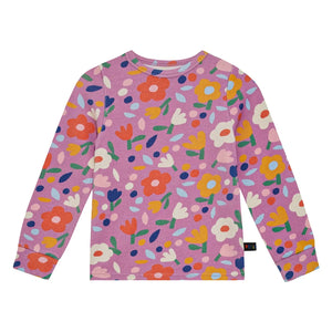 Petit Stella - Floral Pattern Pima Cotton and Modal Pajama | Plum