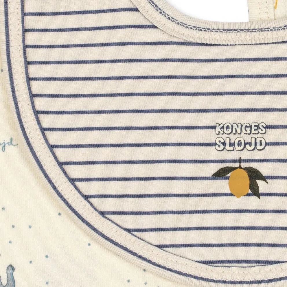 Konges Sløjd - Set of 2 Striped Organic Cotton Bibs | Beige