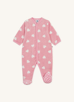Petit Bateau - Fleece Hearts Romper | Pink
