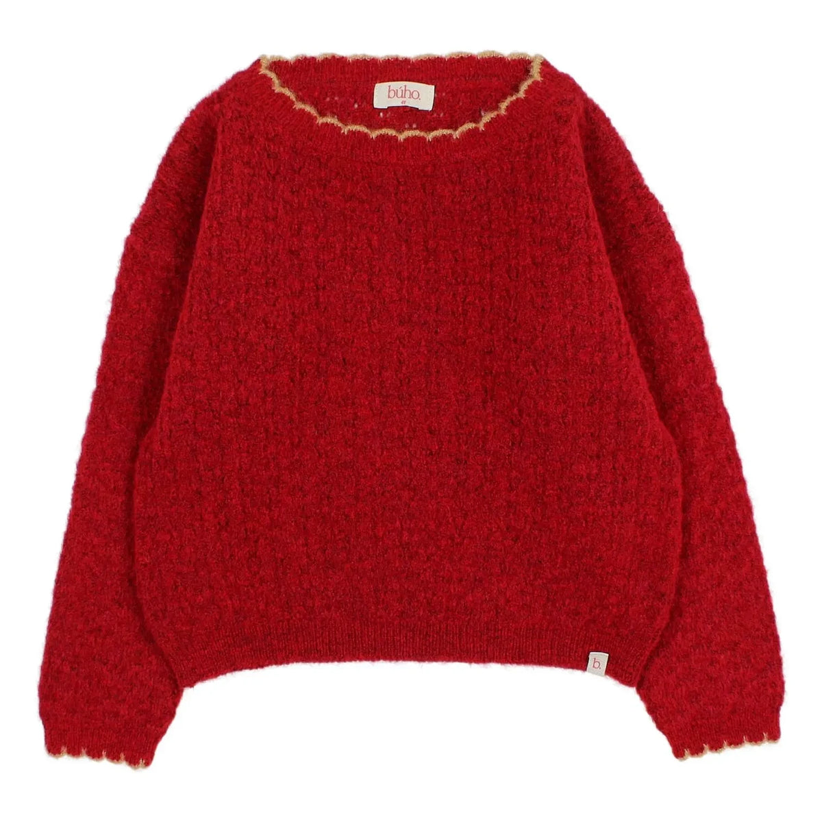 Búho - Girly Festoon Sweater | Cherry Red