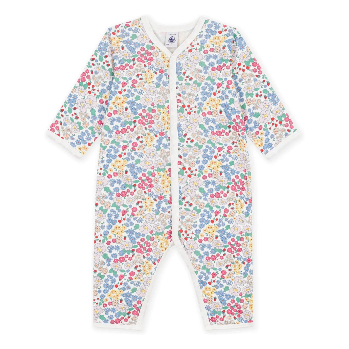 Petit Bateau - Footless Organic Cotton Floral Pajama | White
