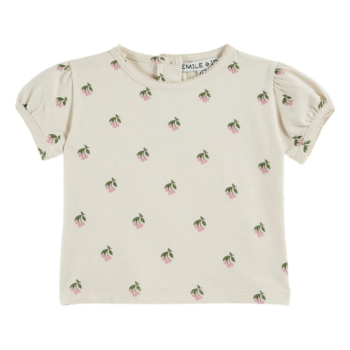 Emile et Ida - Cherry Organic Cotton Bouffant T-Shirt | Cream