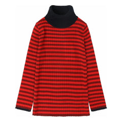 FUB - Merino wool striped rib-knit turtleneck | Red