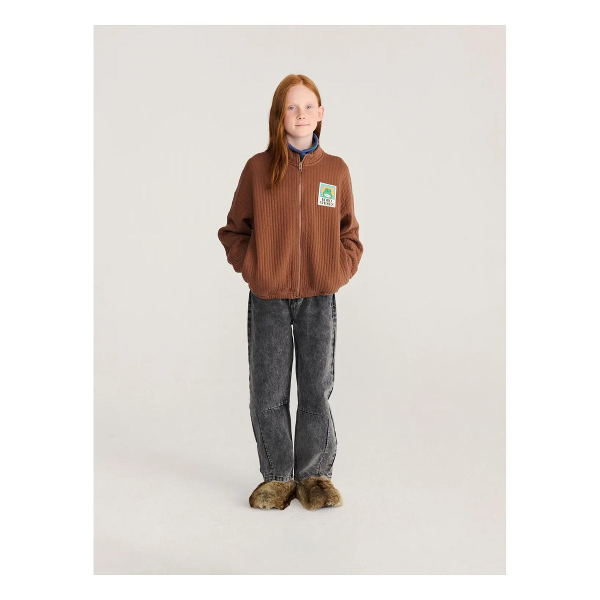 Bobo Choses - Organic cotton hooded zip sweatshirt | Brown