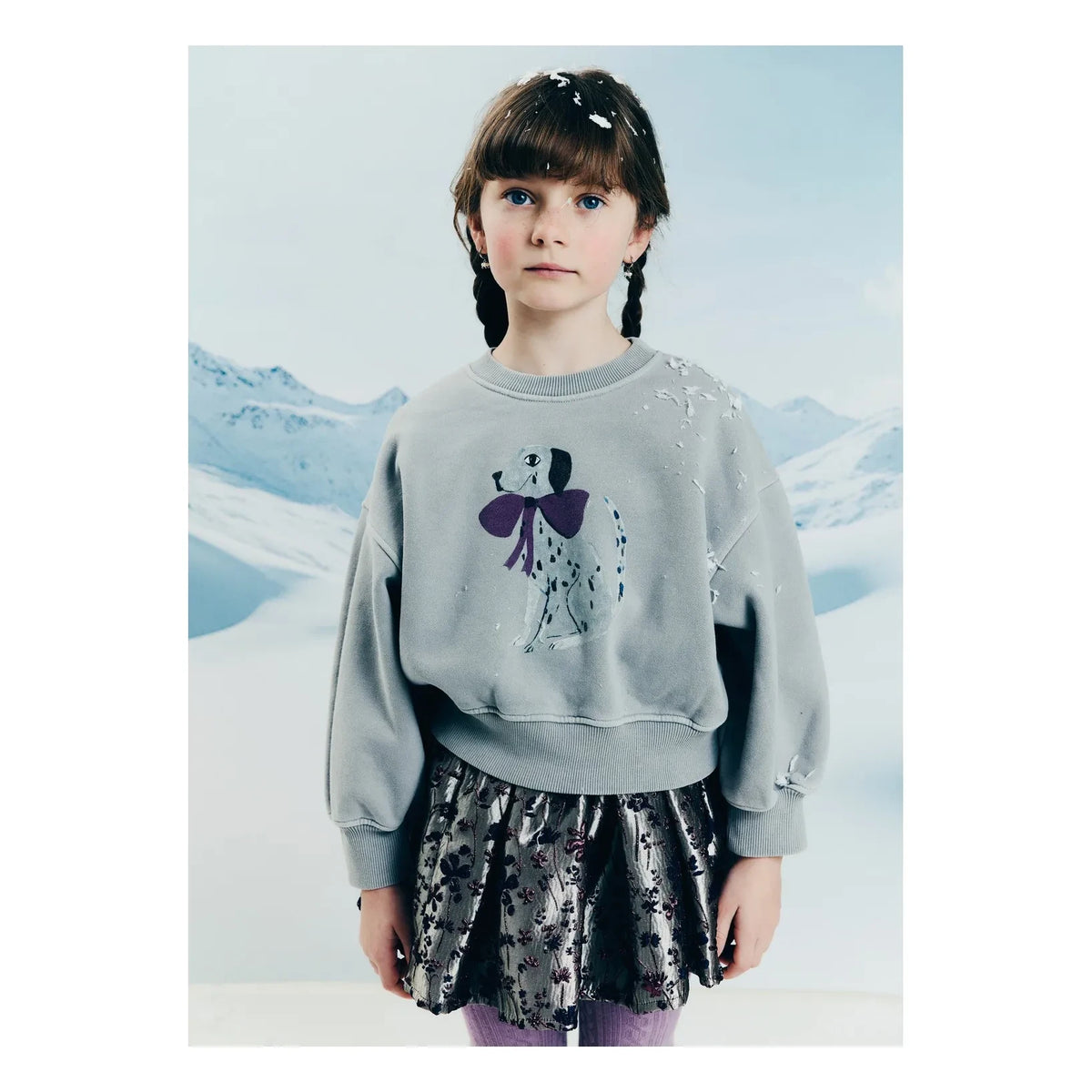 Morley - Zyco Dog Bow Sweatshirt | Grey Blue