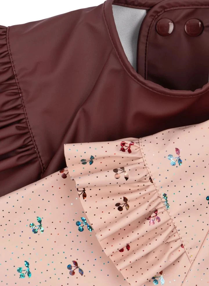 Konges Sløjd - Cherry Glitter Sleeved Bibs - Set of 2 | Pink
