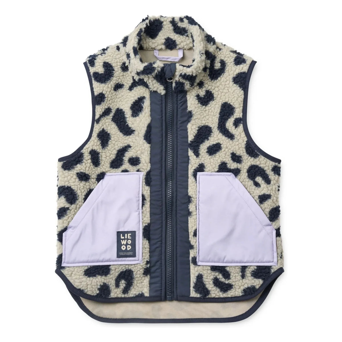Liewood - Noam Leopard Sherpa Sleeveless Jacket Recycled Fibers | Beige