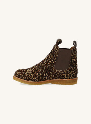 Angulus - Leopard-Print Pony Fur Chelsea Boots | Brown