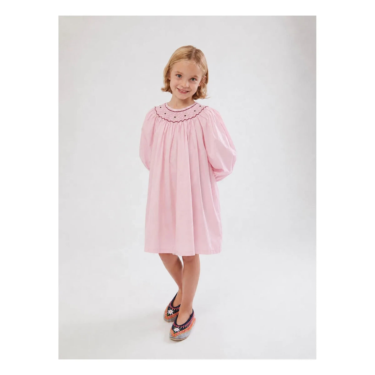 Folkloore - Smocked Nightgown - Kids Collection | Pink