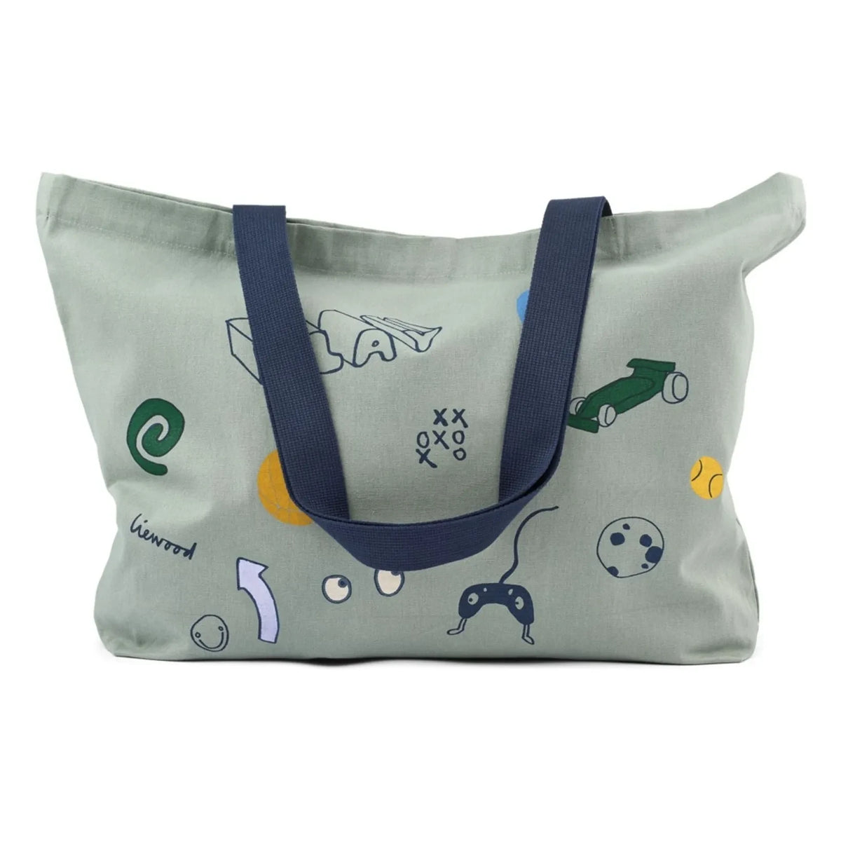 Liewood - Big Game Organic Cotton Tote Bag | Blue Green