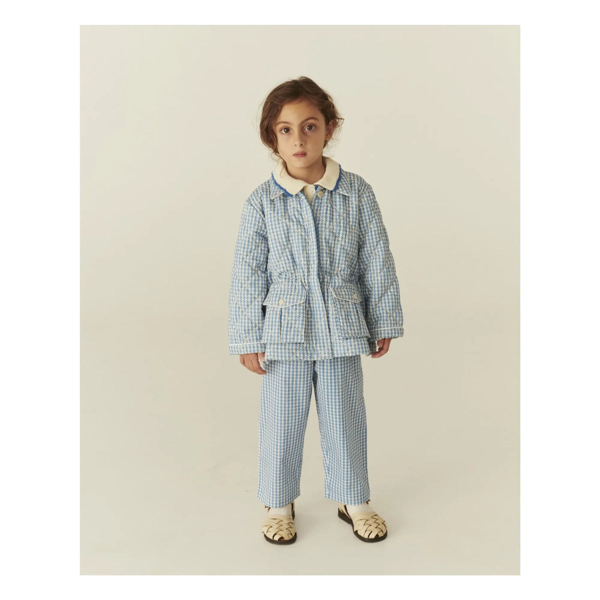 Copenhagen Colors - Pied de Poule Organic Cotton Quilted Jacket | Blue