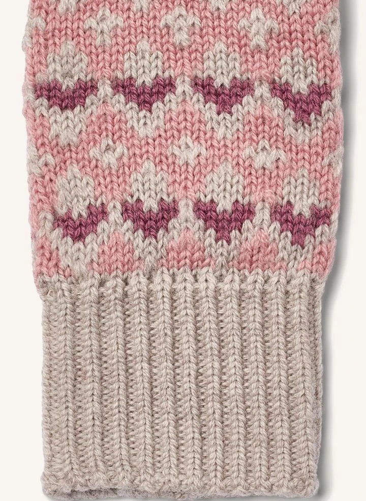 Wheat - Bobbe Hearts Merino Wool Gloves | Pink
