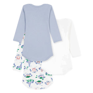 Petit Bateau - 3-Pack Bodysuit Set Paris Organic Cotton | White